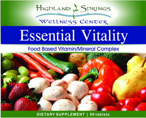 Highland Springs Essential Vitality 3-a-day blend - front label